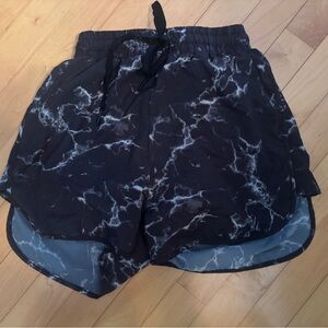 BuffBunny Black and White Marble Flo Athletic Shorts